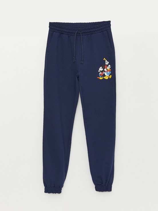 Kadın Beli Lastikli Mickey Mouse ve Arkadaşları Baskılı Eşofman Altı LACİVERT