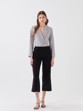 LCW CASUAL Beli Lastikli Rahat Kalıp Kadın Capri YENİ SİYAH