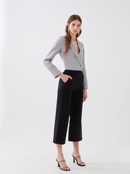 LCW CASUAL Beli Lastikli Rahat Kalıp Kadın Capri YENİ SİYAH