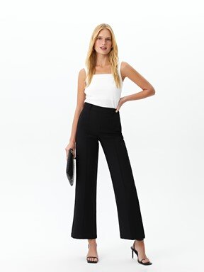 LCW CASUAL Standart Fit Düz Geniş Paça Kadın Pantolon EKRU