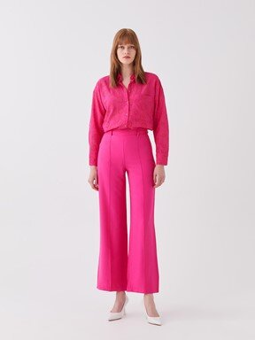 LCW CASUAL Standart Fit Düz Geniş Paça Kadın Pantolon EKRU