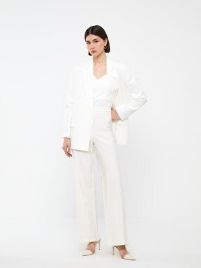 LCW CASUAL Standart Fit Düz Geniş Paça Kadın Pantolon EKRU