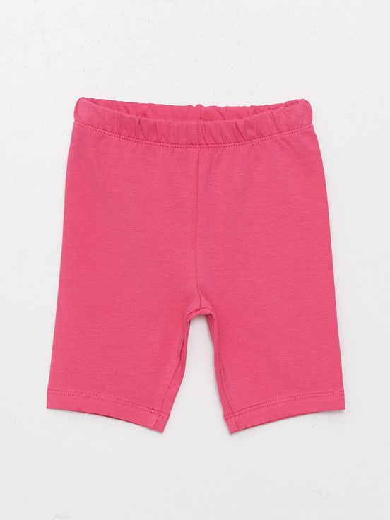 Beli Lastikli Kız Bebek Kısa Tayt 2'li ORTA PEMBE