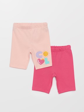 Beli Lastikli Kız Bebek Kısa Tayt 2'li ORTA PEMBE