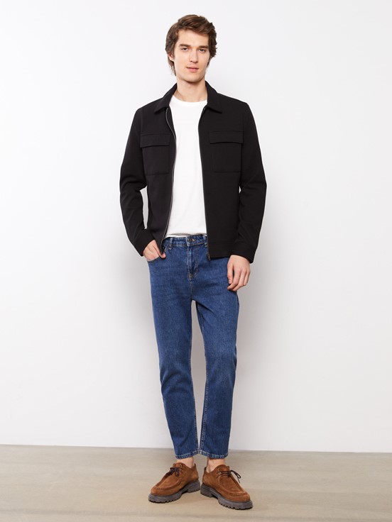 LCW VISION Slim Fit Gömlek Yaka Erkek Mont YENİ SİYAH