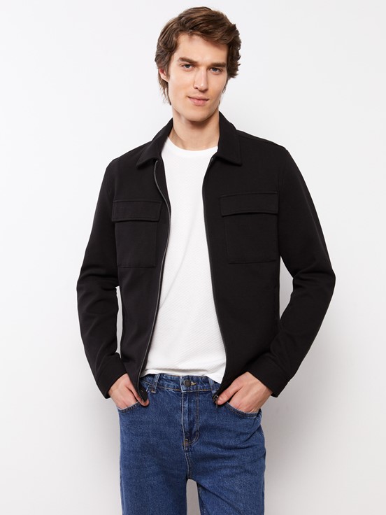 LCW VISION Slim Fit Gömlek Yaka Erkek Mont YENİ SİYAH