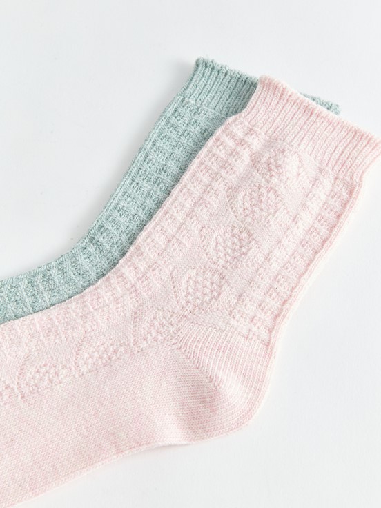 Kendinden Desenli Kadın Soket Çorap 2'li Paket MAT YEŞİL MELANJ