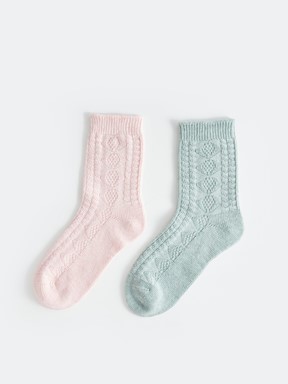 Kendinden Desenli Kadın Soket Çorap 2'li Paket MAT YEŞİL MELANJ