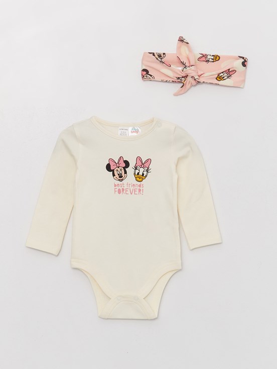 Disney Baskılı Kız Bebek Hastane Çıkış Seti 3'lü EKRU