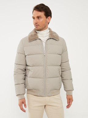 Standart Kalıp Gömlek Yaka Erkek Deri Görünümlü Mont YENİ SİYAH