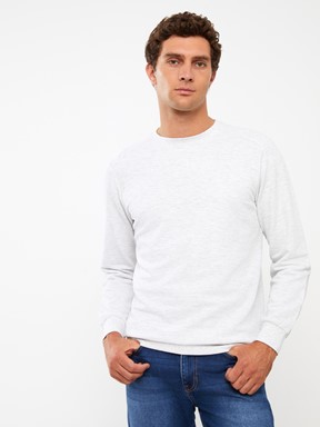 Bisiklet Yaka Uzun Kollu Erkek Sweatshirt İNDİGO