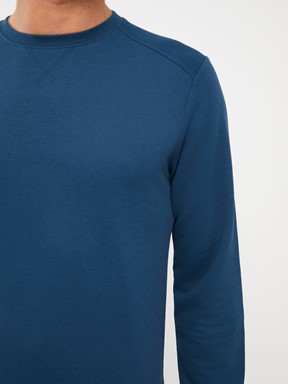 Bisiklet Yaka Uzun Kollu Erkek Sweatshirt İNDİGO