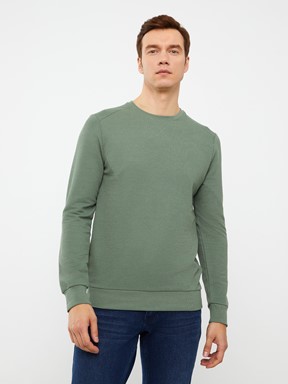 Bisiklet Yaka Uzun Kollu Erkek Sweatshirt İNDİGO