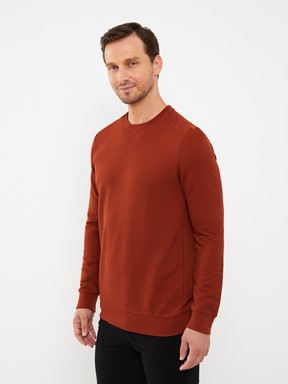 Bisiklet Yaka Uzun Kollu Erkek Sweatshirt İNDİGO
