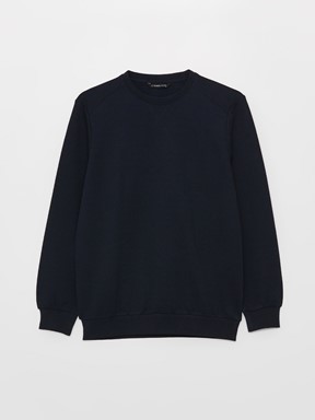 Bisiklet Yaka Uzun Kollu Erkek Sweatshirt İNDİGO