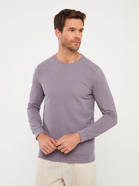 Bisiklet Yaka Uzun Kollu Erkek Sweatshirt İNDİGO