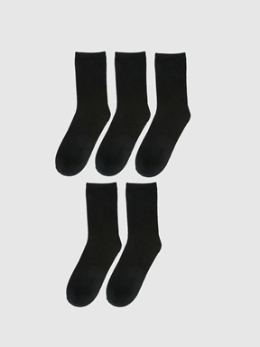 Kadın Düz Soket Çorap 5'li Paket SIYAH