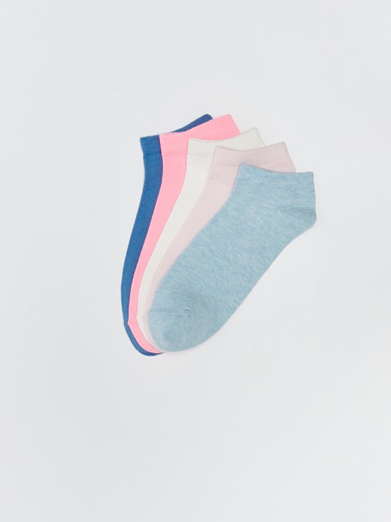 Kadın Düz Patik Çorap 5'li Paket AÇIK MAVİ MELANJ