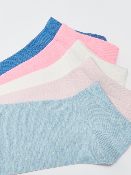 Kadın Düz Patik Çorap 5'li Paket AÇIK MAVİ MELANJ