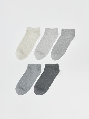 Kadın Düz Patik Çorap 5'li Paket AÇIK MAVİ MELANJ