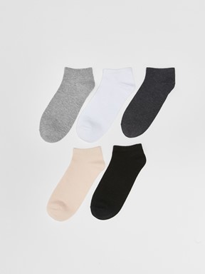 Kadın Düz Patik Çorap 5'li Paket AÇIK MAVİ MELANJ