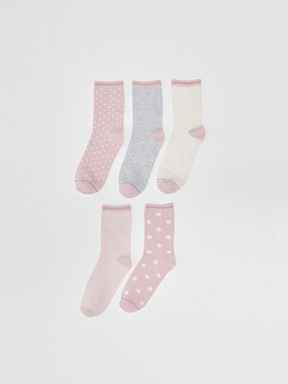Desenli Kadın Soket Çorap 5'li Paket AÇIK PEMBE