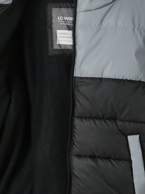 Kapüşonlu Reflektör Detaylı Erkek Çocuk Şişme Mont GRI