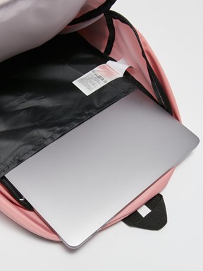 Etiket Baskılı Kadın Sırt Çantası PUDRA PEMBE