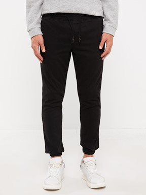 Slim Fit Gabardin Erkek Jogger Pantolon SİYAH