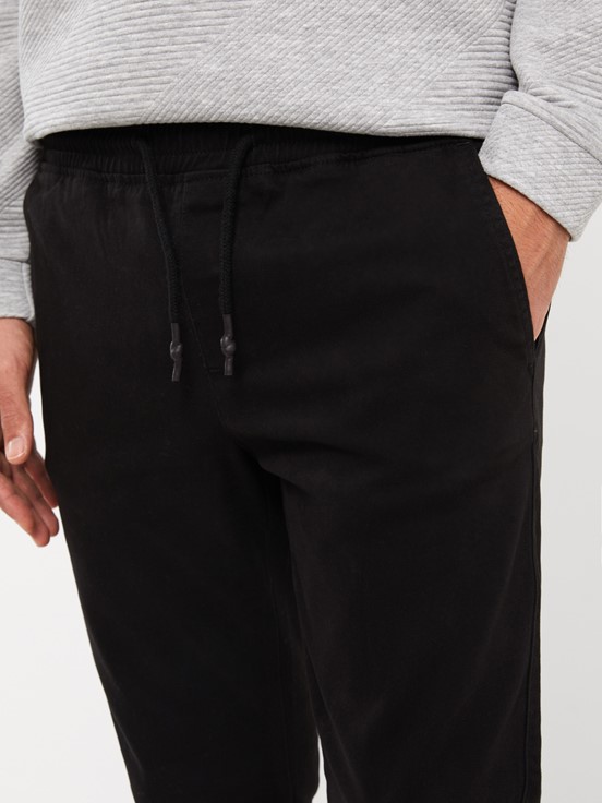 Slim Fit Gabardin Erkek Jogger Pantolon SİYAH