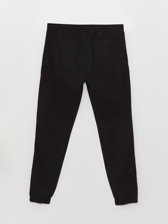 Slim Fit Gabardin Erkek Jogger Pantolon SİYAH