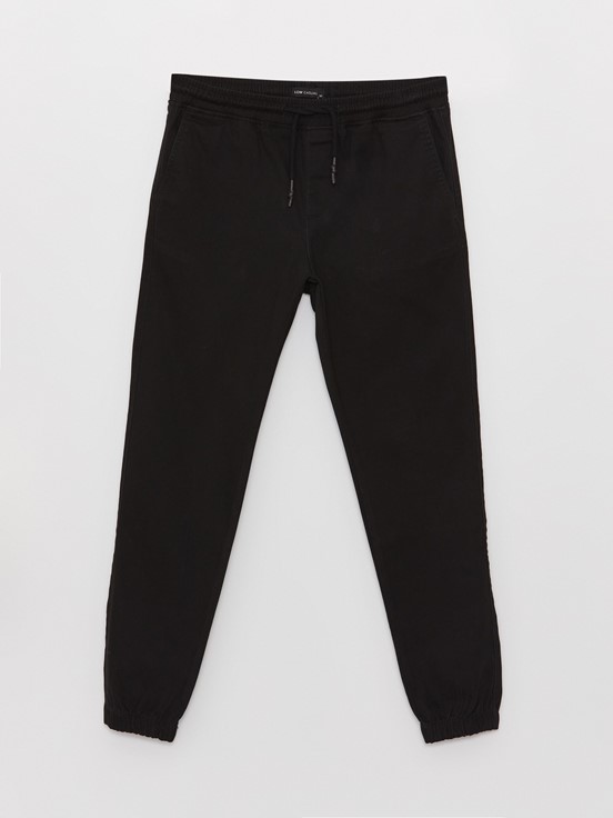 Slim Fit Gabardin Erkek Jogger Pantolon SİYAH