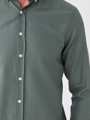 Slim Fit Uzun Kollu Oxford Erkek Gömlek KOYU YEŞİL