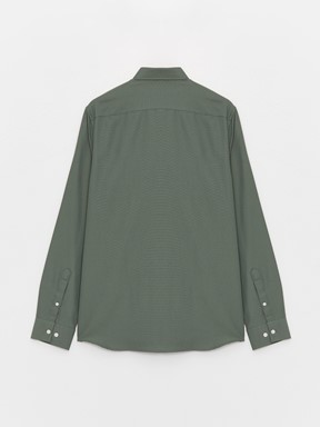 Slim Fit Uzun Kollu Oxford Erkek Gömlek KOYU YEŞİL