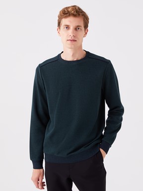 Bisiklet Yaka Uzun Kollu Erkek Sweatshirt SİYAH JAKARLI