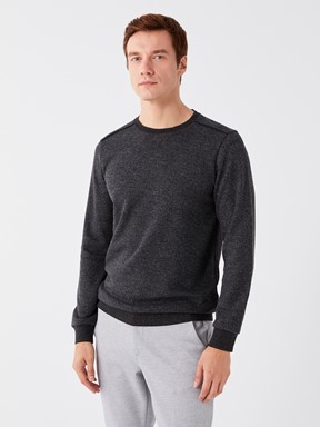 Bisiklet Yaka Uzun Kollu Erkek Sweatshirt SİYAH JAKARLI