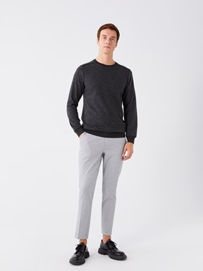Bisiklet Yaka Uzun Kollu Erkek Sweatshirt SİYAH JAKARLI