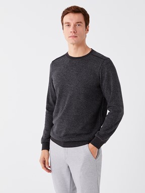 Bisiklet Yaka Uzun Kollu Erkek Sweatshirt SİYAH JAKARLI