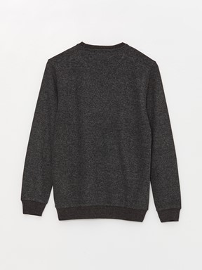 Bisiklet Yaka Uzun Kollu Erkek Sweatshirt SİYAH JAKARLI