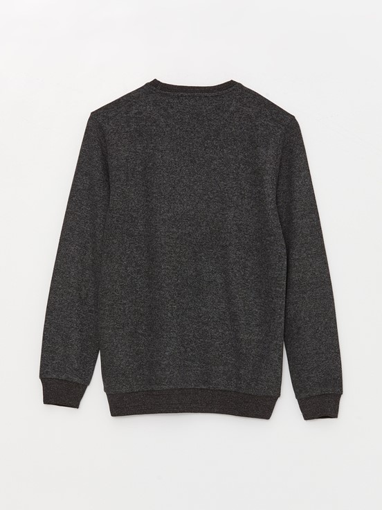 Bisiklet Yaka Uzun Kollu Erkek Sweatshirt SİYAH JAKARLI