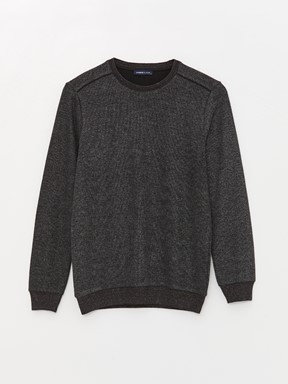 Bisiklet Yaka Uzun Kollu Erkek Sweatshirt SİYAH JAKARLI