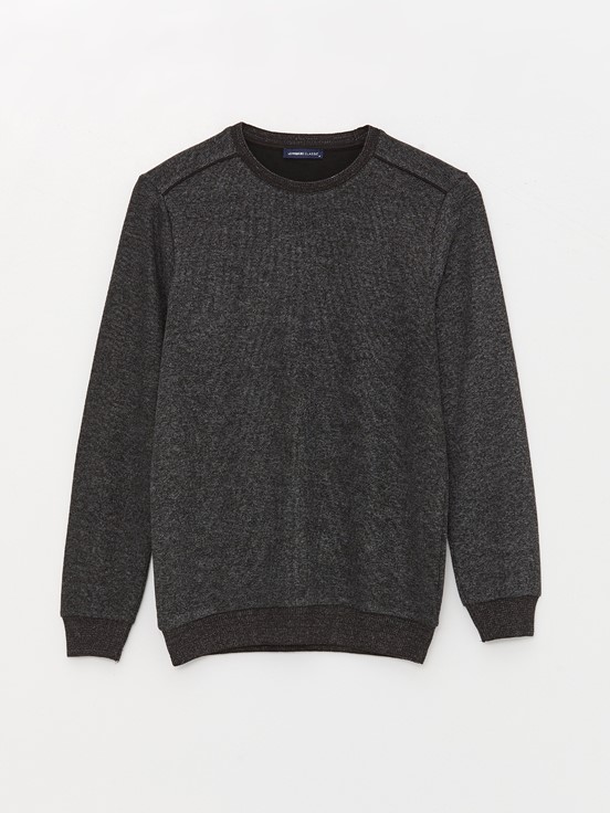 Bisiklet Yaka Uzun Kollu Erkek Sweatshirt SİYAH JAKARLI