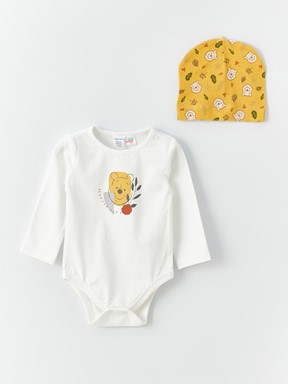 Winnie the Pooh Baskılı Erkek Bebek 3'lü Takım EKRU