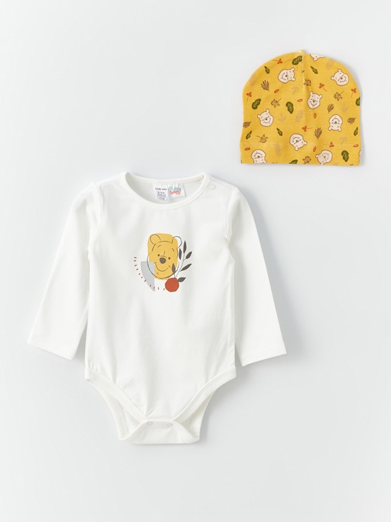 Winnie the Pooh Baskılı Erkek Bebek 3'lü Takım EKRU