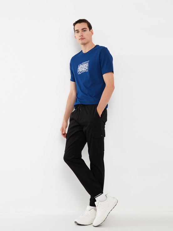 Slim Fit Gabardin Erkek Jogger Pantolon YENİ SİYAH