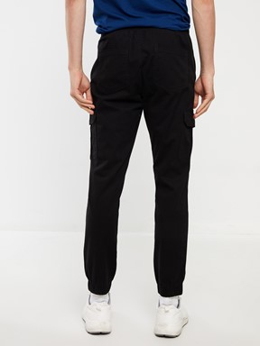 Slim Fit Gabardin Erkek Jogger Pantolon YENİ SİYAH
