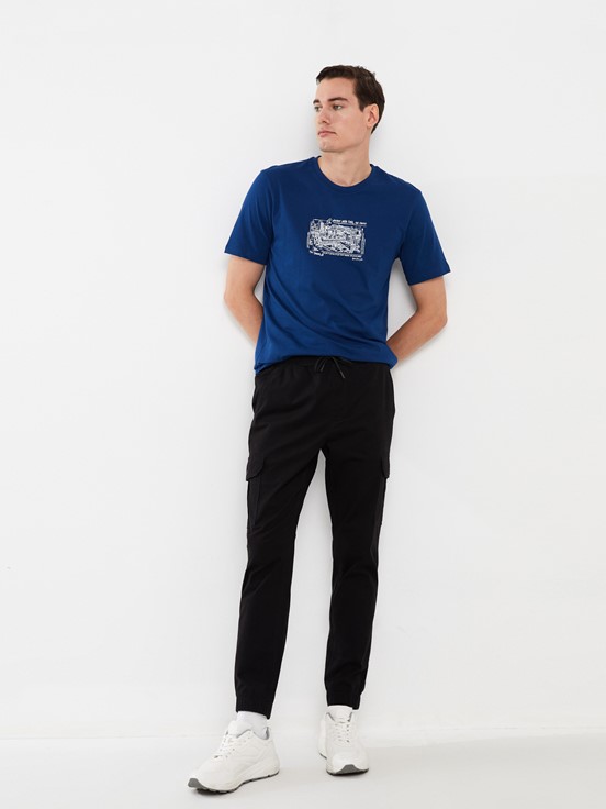 Slim Fit Gabardin Erkek Jogger Pantolon YENİ SİYAH