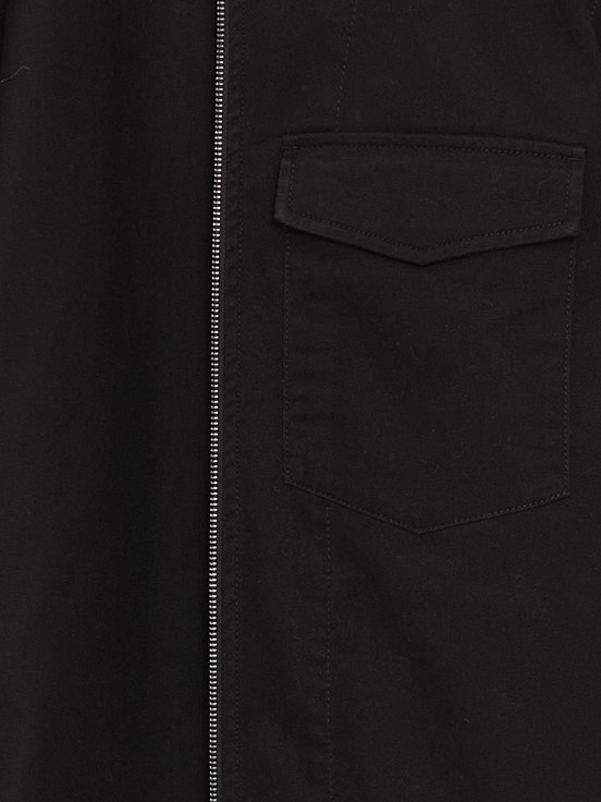 Regular Fit Uzun Kollu Gabardin Erkek Gömlek Ceket YENİ SİYAH