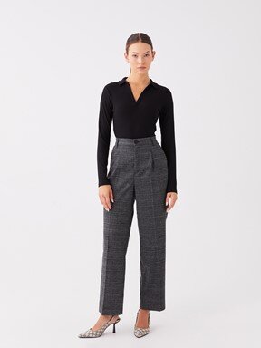 LCW CASUAL Polo Yaka Düz Uzun Kollu Kadın Tişört YENİ SİYAH