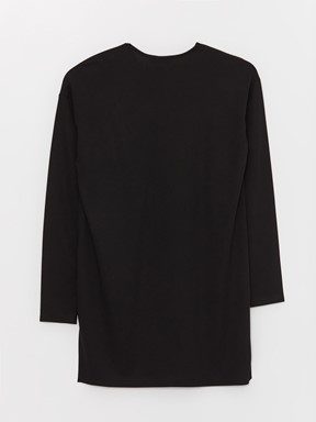 Bisiklet Yaka Desenli Uzun Kollu Kadın Bluz YENİ SİYAH